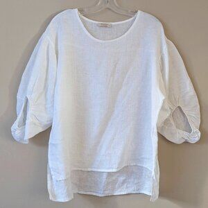 Bellambra Oversized 100% Linen Shirt Boxy Tunic Top White  Size M Made in Italy